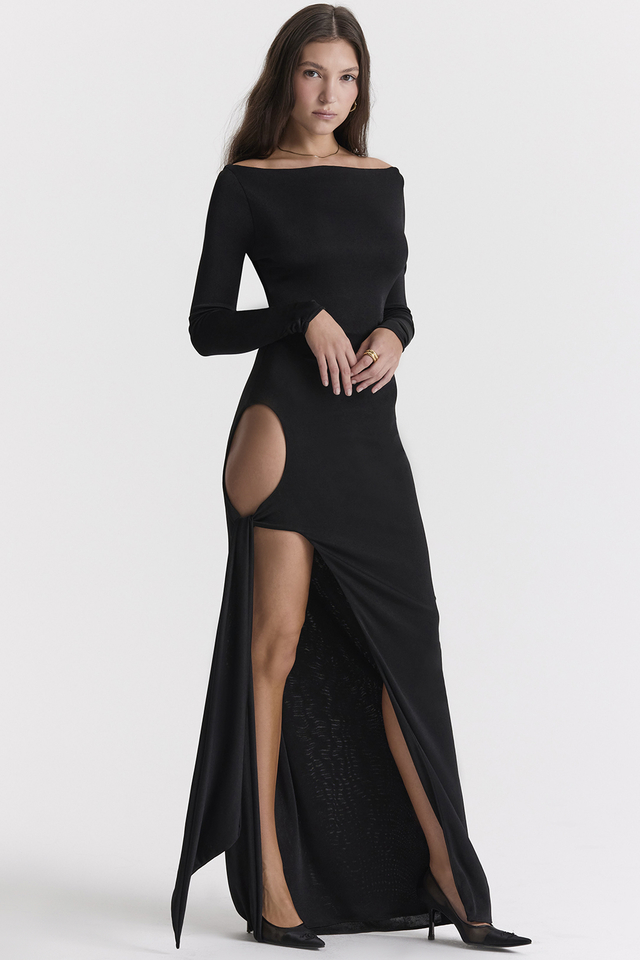'Marella' Black Cutout Maxi Dress